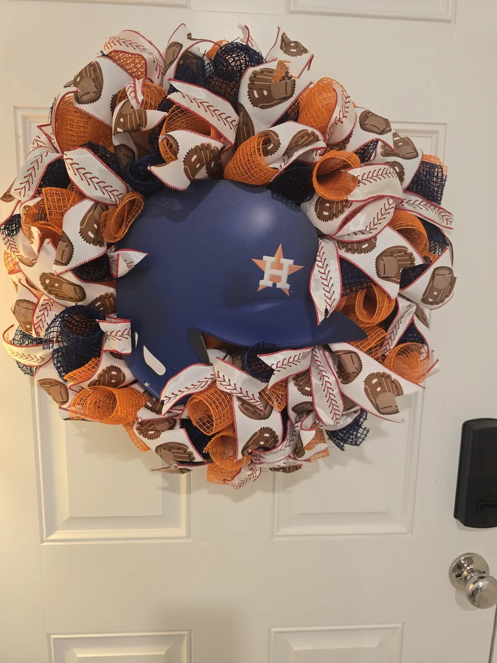 Houston Astros Helmet Baseball Wreath - Navy & Orange
